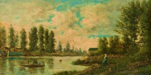 Paysage avec bateau - Georges Diéterle